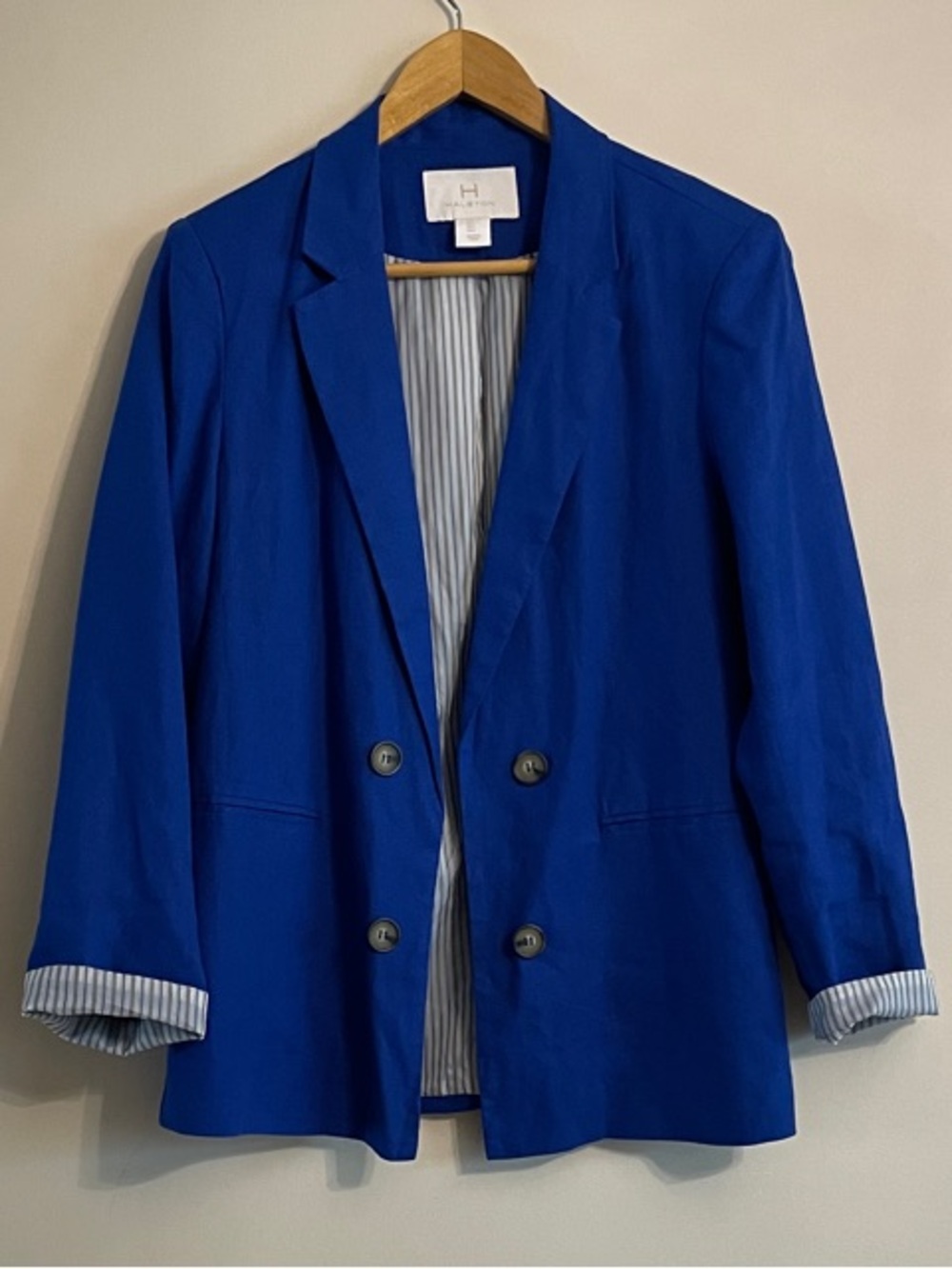 Halston Heritage Royal Blue Linen Blend Blazer Women’s size L